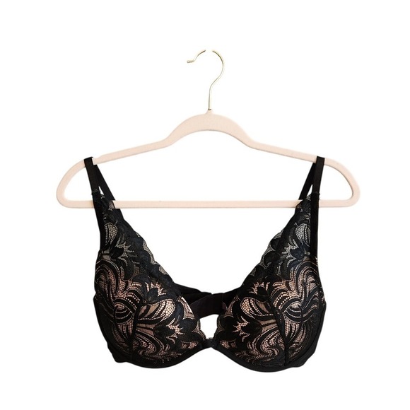 Adore Me Lily Push Up Bra in Black, Size 36D  Black Lace Overlay - Picture 1 of 9